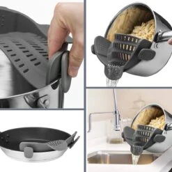 SensaHome- Siliconen Vergiet - Keuken Afgietdeksel - Afgiethulp - Siliconen - BPA Vrij - Grijs -Outdoor Kampeerwinkel 1200x1200 2115