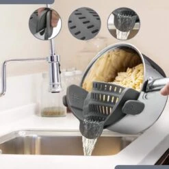 SensaHome- Siliconen Vergiet - Keuken Afgietdeksel - Afgiethulp - Siliconen - BPA Vrij - Grijs -Outdoor Kampeerwinkel 1200x1200 2117