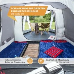 Skandika Pitea XL UP Tent – Koepeltenten - Autotent – 4 Persoons Campingtent Voor SUV, Caddy, Auto, CUV – Vrijstaand – Met/zonder Slaapcabine – Max. Stahoogte 200 Cm – Waterdicht Met 3000mm Waterkolom - 515 X 300 X 200 Cm (LxBxH) – Kamperen - Grijs -Outdoor Kampeerwinkel 1200x1200 214