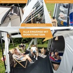 Skandika Pitea XL UP Tent – Koepeltenten - Autotent – 4 Persoons Campingtent Voor SUV, Caddy, Auto, CUV – Vrijstaand – Met/zonder Slaapcabine – Max. Stahoogte 200 Cm – Waterdicht Met 3000mm Waterkolom - 515 X 300 X 200 Cm (LxBxH) – Kamperen - Grijs -Outdoor Kampeerwinkel 1200x1200 218