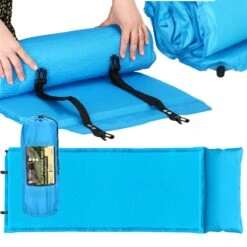 Springos Slaapmat | Zelfopblazend | 186 Cm | Inclusief Hoes & Hoofdkussen | Lichtblauw -Outdoor Kampeerwinkel 1200x1200 226
