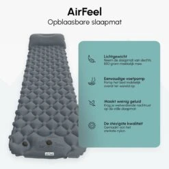 AirFeel Opblaasbaar Slaapmatje - Ingebouwde Pomp En Kussen - Lichtgewicht - 196 X 60 X 6cm - Gray -Outdoor Kampeerwinkel 1200x1200 241