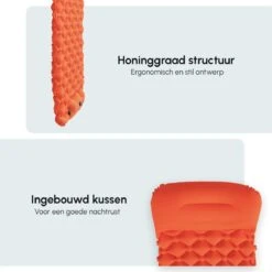 AirFeel Lichtgewicht Opsblaasbaar Slaapmatje - Ingebouwde Pomp En Kussen - 196 X 60 X 6 Cm - Orange -Outdoor Kampeerwinkel 1200x1200 255
