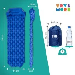 TRVLMORE Slaapmat - Zelfopblazend - 1 Persoons - Ingebouwde Pomp En Kussen - Blauw -Outdoor Kampeerwinkel 1200x1200 269