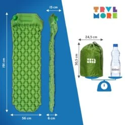 TRVLMORE Slaapmat - Zelfopblazend - 1 Persoons - Ingebouwde Pomp En Kussen - Groen -Outdoor Kampeerwinkel 1200x1200 281