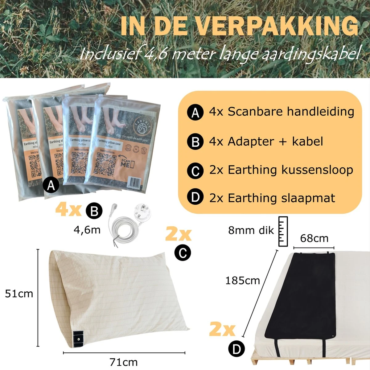 Earthle Volledige Earthing Tweepersoons Aardingsset - 2x Slaapmat + 2x Kussensloop - Aardingsmat - Aarden - Earthing Mat - Aarding - Grounding Mat - Kussensloop - Aardingskussensloop - Combo Deal 4 Earthle Volledige Earthing Tweepersoons Aardingsset - 2x Slaapmat + 2x Kussensloop - Aardingsmat - Aarden - Earthing Mat - Aarding - Grounding Mat - Kussensloop - Aardingskussensloop - Combo Deal - Afbeelding 2