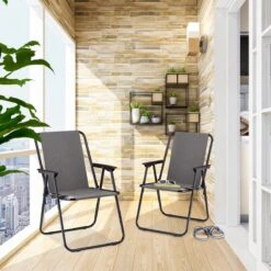 Relaxdays Campingstoel Inklapbaar Set Van 2 - Klapstoel 100 Kg - Visstoel Met Armleuningen - Grijs -Outdoor Kampeerwinkel 1200x1200 339