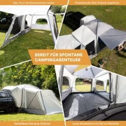 Skandika Pitea XL CROSS Tent – Koepeltenten - Autotent – Campingtent Voor SUV, Caddy, Auto, CUV - Voor Max. 4 Personen – Vrijstaand – Met/zonder Slaapcabine – Max. Stahoogte 230 Cm – 3000mm Waterkolom - 475 X 290 X 230 Cm (LxBxH) – Kamperen - Grijs -Outdoor Kampeerwinkel 1200x1200 36
