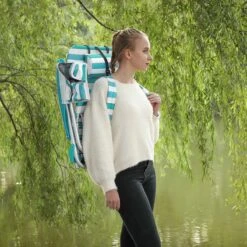 Strandstoel Met Afneembare Hoofdsteun, Draagbare Klapstoel, Campingstoel, Rugleuning Tot 180° Verstelbaar, Met Bekerhouder En Zijvak, Groene En Witte Strepen GCB62JW -Outdoor Kampeerwinkel 1200x1200 368