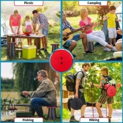 Kampeerkruk - Uitschuifbare Kruk - Rood/Zwart- Tot 120 Kg - Travel Stool - Opvouwbare Campingkruk - Inklapbaar Krukje - Telescopische Kruk - Camping - Outdoor -Outdoor Kampeerwinkel 1200x1200 372