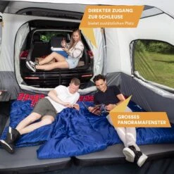 Skandika Pitea XL CROSS Tent – Koepeltenten - Autotent – Campingtent Voor SUV, Caddy, Auto, CUV - Voor Max. 4 Personen – Vrijstaand – Met/zonder Slaapcabine – Max. Stahoogte 230 Cm – 3000mm Waterkolom - 475 X 290 X 230 Cm (LxBxH) – Kamperen - Grijs -Outdoor Kampeerwinkel 1200x1200 38