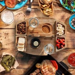 Merkloos Houten Outdoor Wijntafel Draagbare Houten Picknicktafel Mini Campingtafels Met Wijnglas Houder Voor Tuin Outdoor Camping Picknick Strand - Plataan Hout - Wijn -Outdoor Kampeerwinkel 1200x1200 399