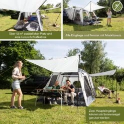 Skandika Pitea XL CROSS Tent – Koepeltenten - Autotent – Campingtent Voor SUV, Caddy, Auto, CUV - Voor Max. 4 Personen – Vrijstaand – Met/zonder Slaapcabine – Max. Stahoogte 230 Cm – 3000mm Waterkolom - 475 X 290 X 230 Cm (LxBxH) – Kamperen - Grijs -Outdoor Kampeerwinkel 1200x1200 40