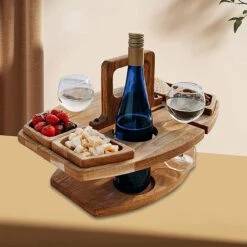 Merkloos Houten Outdoor Wijntafel Draagbare Houten Picknicktafel Mini Campingtafels Met Wijnglas Houder Voor Tuin Outdoor Camping Picknick Strand - Plataan Hout - Wijn -Outdoor Kampeerwinkel 1200x1200 401