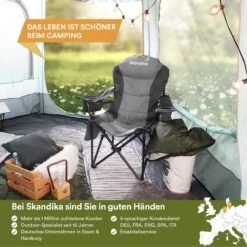 Skandika Relax Comfort Campingstoel - Campingstoel Opvouwbaar - Comfortabele Klapstoel Met Drinkhouder En Koelvak, Tot Max. 160 Kg, Opvouwbaar, Lichtgewicht | Vouwstoel Voor Kamperen, Camping, Festival, Vissen – Grijs -Outdoor Kampeerwinkel 1200x1200 543