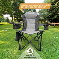 Skandika Relax Comfort Campingstoel - Campingstoel Opvouwbaar - Comfortabele Klapstoel Met Drinkhouder En Koelvak, Tot Max. 160 Kg, Opvouwbaar, Lichtgewicht | Vouwstoel Voor Kamperen, Camping, Festival, Vissen – Grijs -Outdoor Kampeerwinkel 1200x1200 545