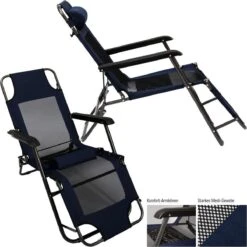 Ligstoel 155x60cm - Opvouwbaar Campingstoel Ligbed Strandstoel Tuinstoel Vouwligstoel Blauw -Outdoor Kampeerwinkel 1200x1200 587