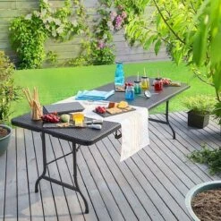 Casaria Tuintafel Opvouwbaar – Met Draaggreep 180x75 Cm – Zwart -Outdoor Kampeerwinkel 1200x1200 703