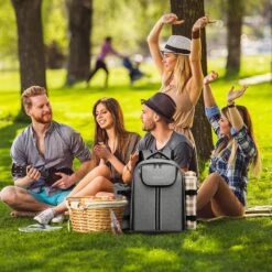 Kono Koeltas - Koelrugzak - Picknick - Picknicktas Met Flessenhouder - Koelrugtas Met Picknickkleed - Grijs (E6915 GY) -Outdoor Kampeerwinkel 1200x1200 801