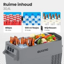 Auronic Elektrische Koelbox - 30.4L - Compressor - 12V En 240V - Grijs -Outdoor Kampeerwinkel 1200x1200 808