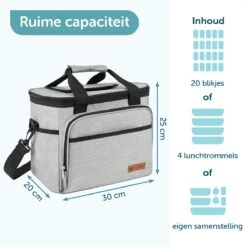ForDig Koeltas L Grijs (15 Liter) - Gemaakt Van 600D Polyester Met PEVA-Voering - Ruimte Voor 20 Blikjes Of 10 Halve Liter Flessen - Opvouwbaar Koel Tas Met Easy-Acces Flap - Ruimte Voor Bestek - Picknick Cool Bag - Coolerbag - Grote Cooler -Outdoor Kampeerwinkel 1200x1200 819