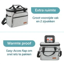 ForDig Koeltas L Grijs (15 Liter) - Gemaakt Van 600D Polyester Met PEVA-Voering - Ruimte Voor 20 Blikjes Of 10 Halve Liter Flessen - Opvouwbaar Koel Tas Met Easy-Acces Flap - Ruimte Voor Bestek - Picknick Cool Bag - Coolerbag - Grote Cooler -Outdoor Kampeerwinkel 1200x1200 823