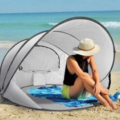 Deryan Luxe Pop Up Strandtent XXL - Anti-UV 50+ - Zilver -Outdoor Kampeerwinkel 1200x1200 90