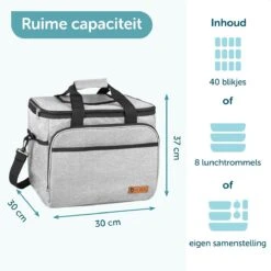 ForDig Koeltas XL Grijs (30 Liter) - Gemaakt Van 600D Polyester Met PEVA-Voering - Ruimte Voor 40 Blikjes Of 20 Halve Liter Flessen - Opvouwbaar Koel Tas Met Easy-Acces Flap - Ruimte Voor Bestek - Picknick Cool Bag - Coolerbag - Grote Cooler -Outdoor Kampeerwinkel 1200x1200 996