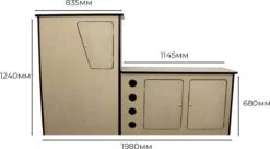 Camper Keuken MDF - Linkerkant EU - Inclusief Kledingstang + Wijnrek - Onbewerkt - Inbouw Kasten Inrichting Kampeerauto Caravan -Outdoor Kampeerwinkel 1200x663