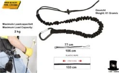 Bob Online ™ - 1 Stuk – Zwart – Gereedschaplijn – Gereedschaplanyard – Elasticate Tool Lanyard – Maximum Load Capacity 2 Kg – Elastisch Gereedschap Lanyard – Gereedschap Valbeveiliging Koord -Outdoor Kampeerwinkel 1200x734 4