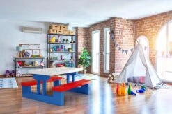 Merkloos Kinder Picknicktafel Met Parasol - Blauw -Outdoor Kampeerwinkel 1200x800 116