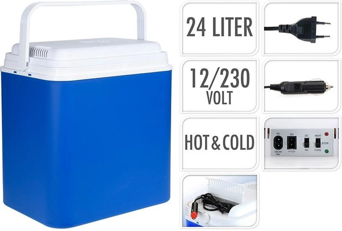 Excellent Cool Solutions - Draagbare Koelbox - Met Verwarm Functie - Blauw/wit - 24 Liter - 12V & 230V 7 Excellent Cool Solutions - Draagbare Koelbox - Met Verwarm Functie - Blauw/wit - 24 Liter - 12V & 230V - Afbeelding 5