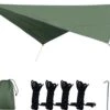 Merkloos TDR - Outdoor Draagbaar Zonnescherm Met Opbergtas - Waterdicht - Tarps Voor Kamperen 300 *300cm - 3-4 Personen -Leger Groen -Outdoor Kampeerwinkel 1200x887 3