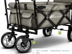 Wildebeest Bolderkar Opvouwbaar Grijs - Bolderwagen Met Kinder Zitje - Bolderkarren - Handkar Grijs - Opvouwbaar Transportwagen - Transportkar - Handkar Tuin Trolley Met Dak Transport Trolley XXL -Outdoor Kampeerwinkel 1200x896 5