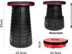 Kampeerkruk - Uitschuifbare Kruk - Rood/Zwart- Tot 120 Kg - Travel Stool - Opvouwbare Campingkruk - Inklapbaar Krukje - Telescopische Kruk - Camping - Outdoor -Outdoor Kampeerwinkel 1200x910