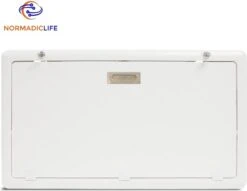 Merkloos NormadicLife® - Outdoor – Opklapbare Tafel - Eettafel – Tafel Voor Buitenkeuken - Caravan – Camper – Picknicktafel - Ingebouwd Ledlicht – Wit -Outdoor Kampeerwinkel 1200x929