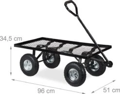 Relaxdays Bolderkar Tuin - Platte Tuinwagen - Luchtbanden - 200 Kg - Transportkar - Staal -Outdoor Kampeerwinkel 1200x937 6
