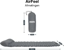 AirFeel Opblaasbaar Slaapmatje - Ingebouwde Pomp En Kussen - Lichtgewicht - 196 X 60 X 6cm - Gray -Outdoor Kampeerwinkel 1200x939