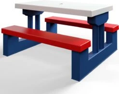 Merkloos Kinder Picknicktafel Met Parasol - Blauw -Outdoor Kampeerwinkel 1200x944