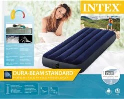 Intex Luchtbedset Intex Luchtbed - 1-Persoons - 76 X 191 X 25 Cm - Blauw + Intex Elektrische Pomp - 650 Liter/min + Hoeslaken Antraciet + Reparatieset -Outdoor Kampeerwinkel 1200x955 5