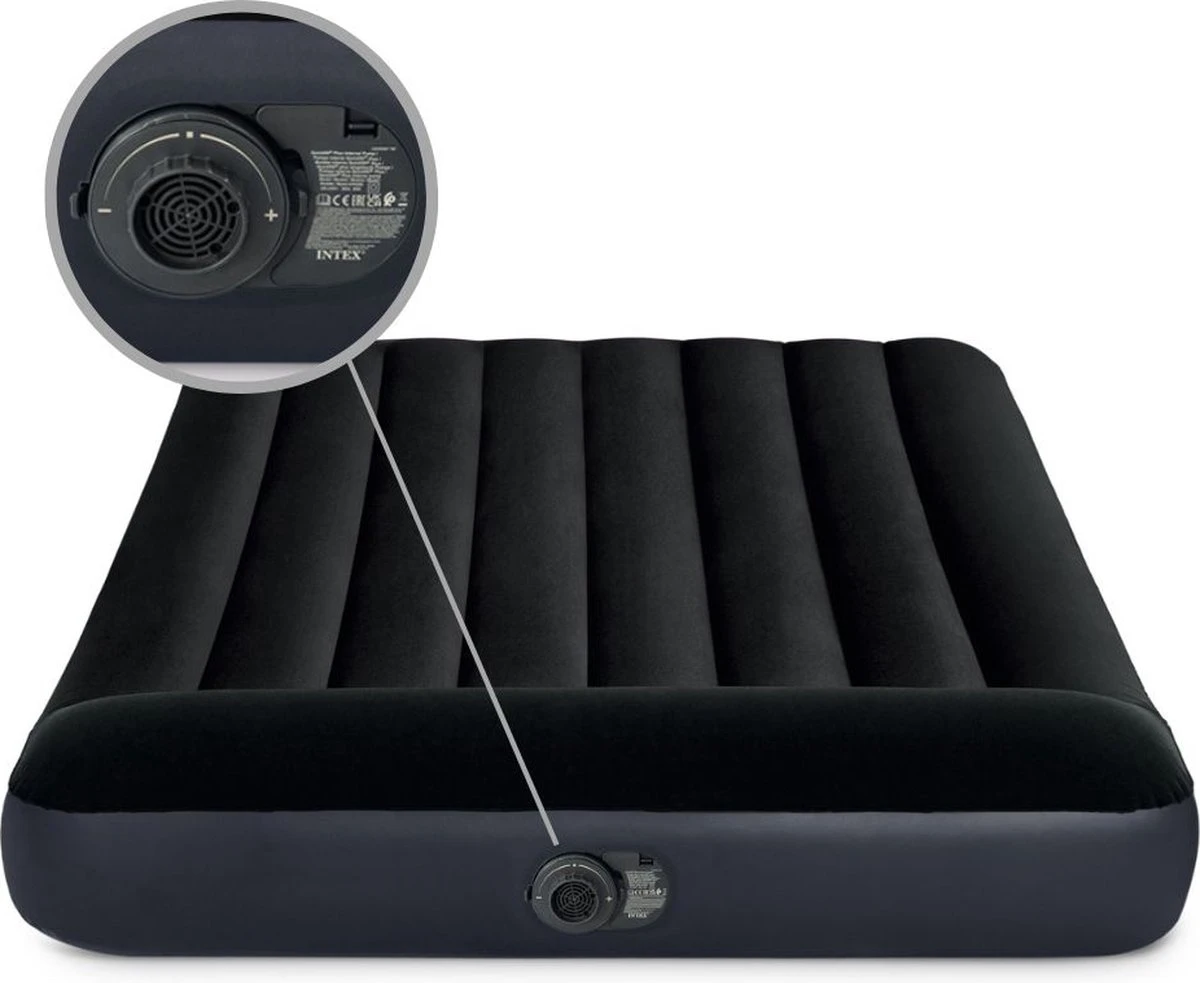 Intex Luchtbed - Twijfelaar - 137 X 191 X 25 Cm - Blauw - Met Ingebouwde Pomp, Hoeslaken Antraciet En Reparatieset 7 Intex Luchtbed - Twijfelaar - 137 X 191 X 25 Cm - Blauw - Met Ingebouwde Pomp, Hoeslaken Antraciet En Reparatieset - Afbeelding 5