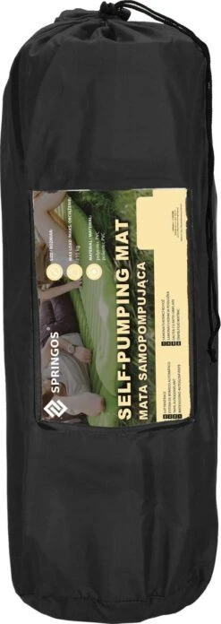 Springos Slaapmat | Zelfopblazend | 180 Cm | Inclusief Hoes | Zwart -Outdoor Kampeerwinkel 426x1200