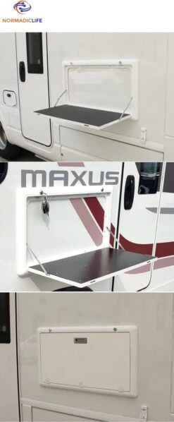 Merkloos NormadicLife® - Outdoor – Opklapbare Tafel - Eettafel – Tafel Voor Buitenkeuken - Caravan – Camper – Picknicktafel - Ingebouwd Ledlicht – Wit -Outdoor Kampeerwinkel 496x1200