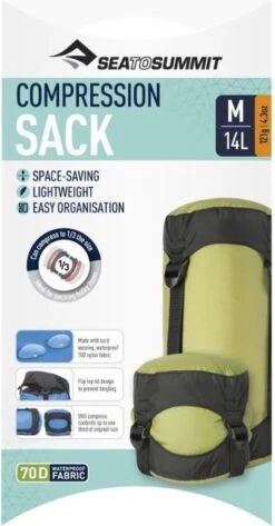Sea To Summit Compressiezak - 14L - Groen - Lichtgewicht -Outdoor Kampeerwinkel 626x1200