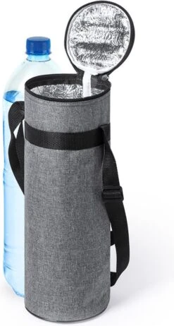 Merkloos Flessenkoeler - Koeltas Fles - Champagnekoeler - Wijnkoeler - Isolatie - Volwassenen - Dames - Heren - 11 X 35 Cm - 1,5 Liter - Gerecyclede PET Flessen - Polyester - Aluminium - Grijs -Outdoor Kampeerwinkel 642x1200