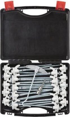 PROPLUS Pro Plus Tentharing Set - 20 Stuks - Ø 7 X 200 Mm - Schroefbaar - Adapter + Koffer -Outdoor Kampeerwinkel 725x1200