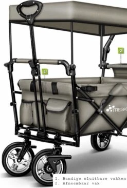Wildebeest Bolderkar Opvouwbaar Grijs - Bolderwagen Met Kinder Zitje - Bolderkarren - Handkar Grijs - Opvouwbaar Transportwagen - Transportkar - Handkar Tuin Trolley Met Dak Transport Trolley XXL -Outdoor Kampeerwinkel 810x1200 5