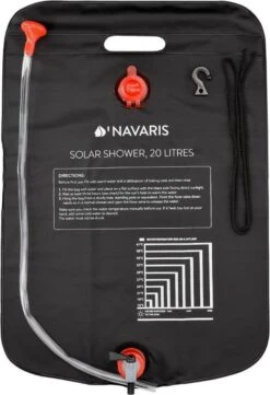 Navaris Campingdouche Op Zonne-energie - 20 Liter - Verwarmbare Camping Douchezak Met Douchekop, Slang En Kraan - Ideaal Voor Reizen En Kamperen -Outdoor Kampeerwinkel 821x1200