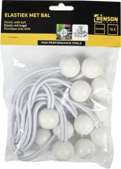 Elastiek Met Bal Wit - 12 Delig - Spanelastiek - 17cm - Benson -Outdoor Kampeerwinkel 863x1200